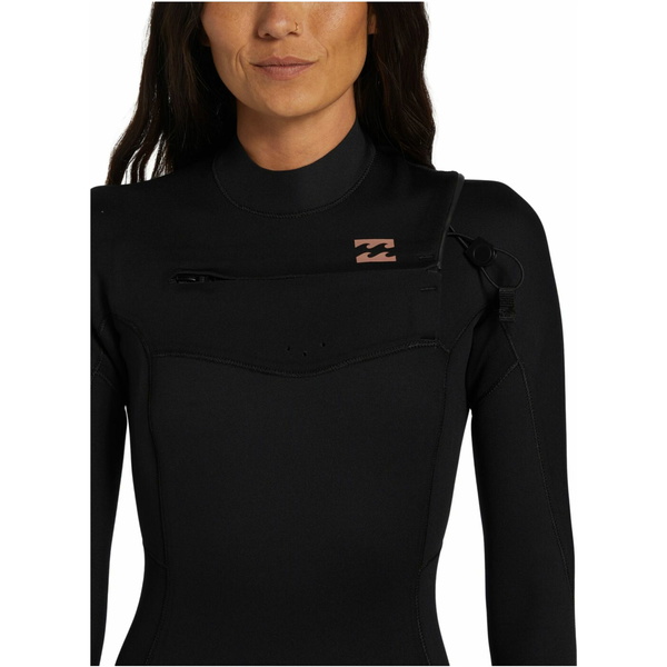 2026 Billabong Frauen Foil 3/2mm Brustreißverschluss Neoprenanzug ABJW100187 - Black